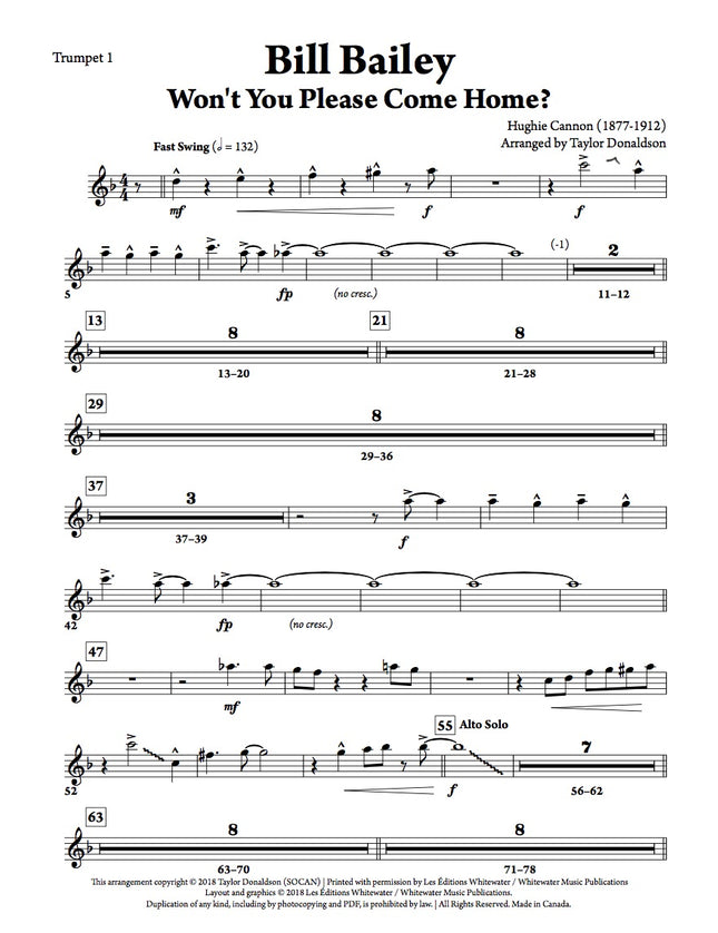 Bill Bailey Won't You Please Come Home? - arr. Taylor Donaldson