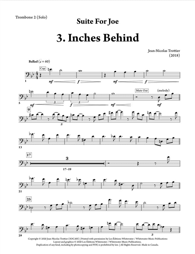 Suite For Joe: 3. Inches Behind - Jean-Nicolas Trottier