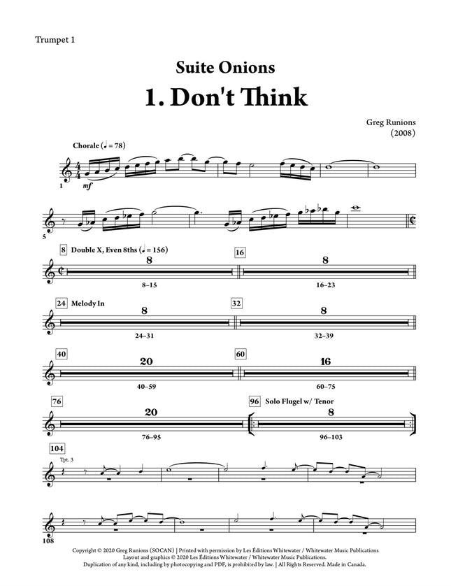 Suite Onions: 1. Don't Think - Greg Runions