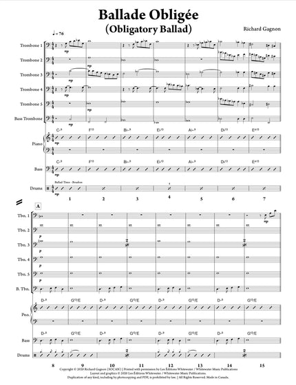 Ballade Obligée (6 Trombones & Rhythm) - Richard Gagnon