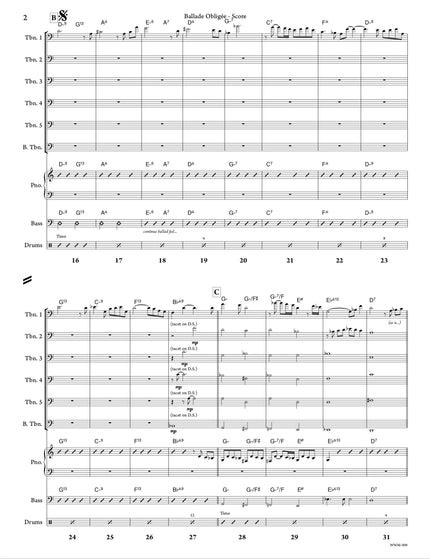 Ballade Obligée (6 Trombones & Rhythm) - Richard Gagnon