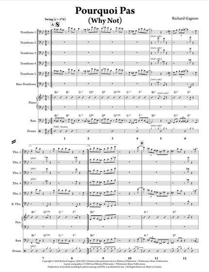 Pourquoi Pas (6 Trombones & Rhythm) - Richard Gagnon