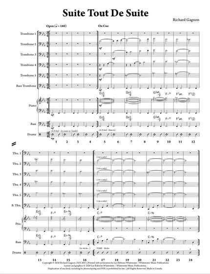 Suite Tout De Suite (6 Trombones & Rhythm) - Richard Gagnon