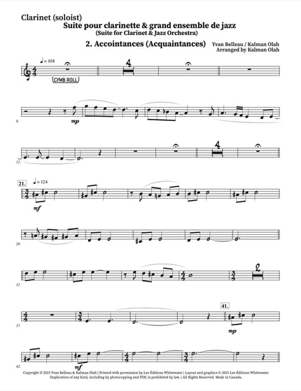 Suite for Clarinet and Jazz Orchestra - 2. Accointances (Acquaintances) - Yvan Belleau / Kálmán Oláh