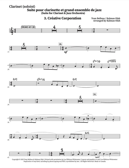 Suite for Clarinet and Jazz Orchestra - 3. Créative Corporation - Yvan Belleau / Kálmán Oláh