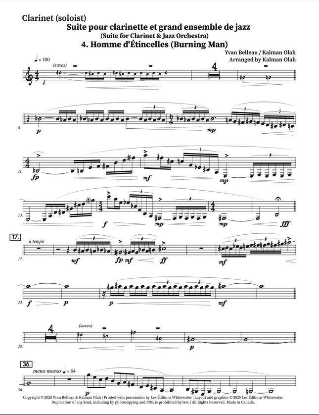 Suite for Clarinet and Jazz Orchestra - 4. Homme d'Étincelles (Burning Man) - Yvan Belleau / Kálmán Oláh