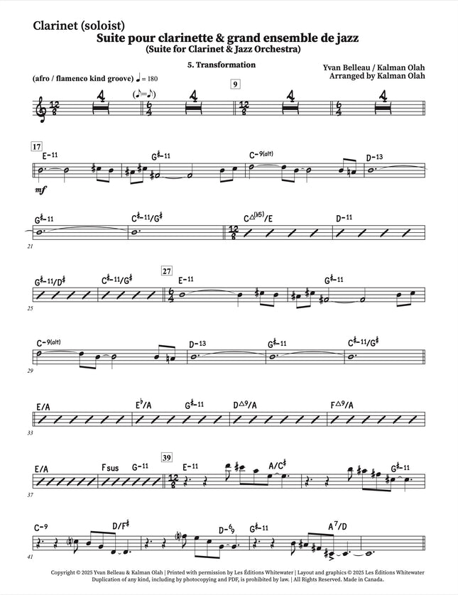 Suite for Clarinet and Jazz Orchestra - 5. Transformation - Yvan Belleau / Kálmán Oláh