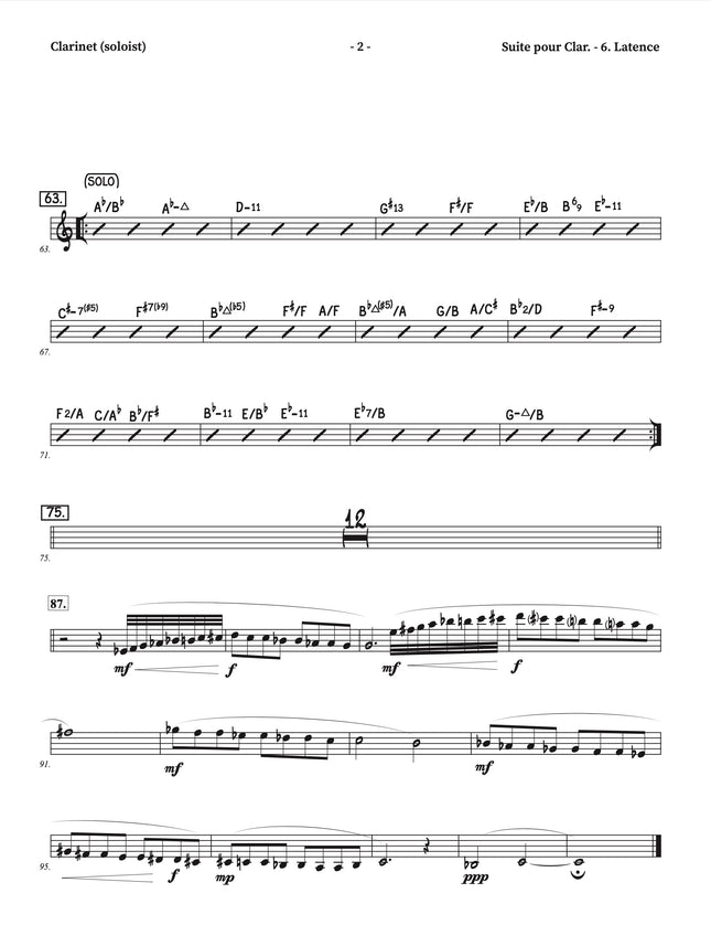 Suite for Clarinet and Jazz Orchestra - 6. Latence (Latency) - Yvan Belleau / Kálmán Oláh