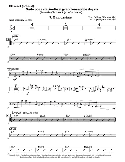 Suite for Clarinet and Jazz Orchestra - 7. Quintissime - Yvan Belleau / Kálmán Oláh