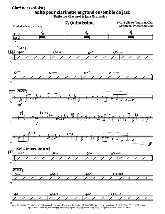 Suite for Clarinet and Jazz Orchestra - 7. Quintissime - Yvan Belleau / Kálmán Oláh
