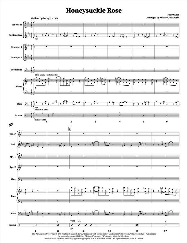 Honeysuckle Rose (Octet) - arr. Michael Johancsik