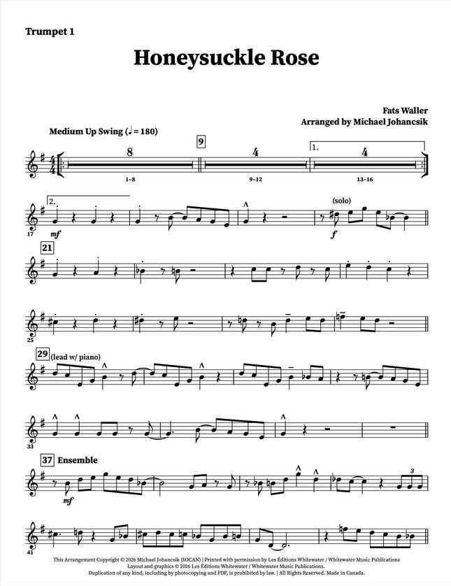 Honeysuckle Rose (Octet) - arr. Michael Johancsik