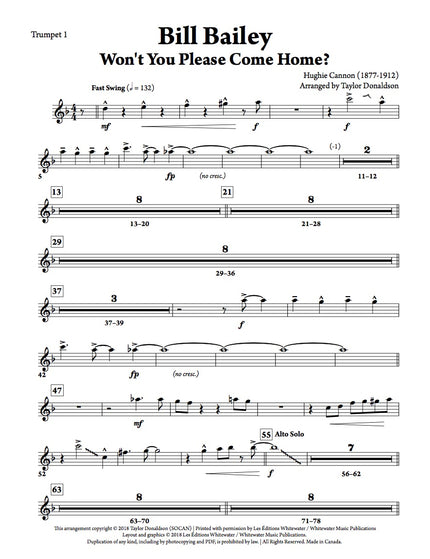 Bill Bailey Won't You Please Come Home? - arr. Taylor Donaldson