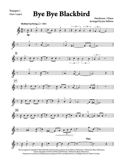 Bye Bye Blackbird - arr. Joe Sullivan