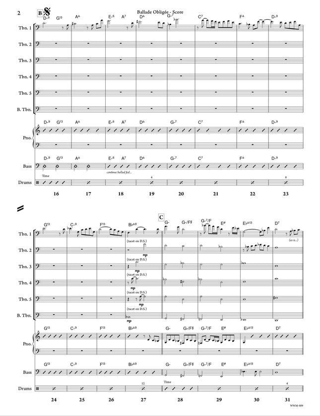 Ballade Obligée (6 Trombones & Rhythm) - Richard Gagnon